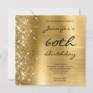 Invitation Gold Ombre Foil Parties scintillant gauche 60e ann