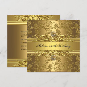 Invitation Gold On Gold 50th Birthday Party Bijoux Floral