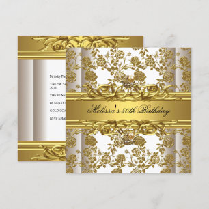 Invitation Gold On White 50th Birthday Party Bijoux Floral