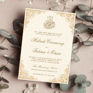 Invitation Gold Ornnam Musulmane Musulmane Cérémonie de Mehnd
