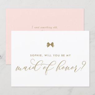 Invitation Gold Parisian Bow will you be My Maid of Honor