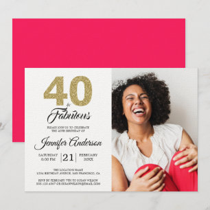Invitation Gold Parties scintillant 40 Fabuleux Anniversaire
