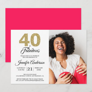 Invitation Gold Parties scintillant 40 Fabuleux Anniversaire 