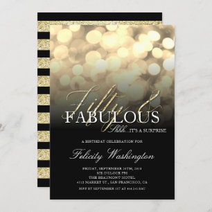 Invitation Gold Parties scintillant 50 & Fabuleuse Surprise A