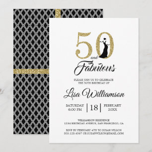 Invitation Gold Parties scintillant 50 Fabuleux Fête du 50e