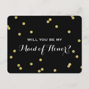 Invitation Gold Parties scintillant Confetti Black  Maid Of H