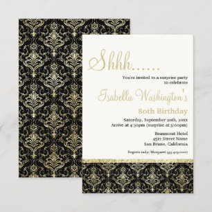 Invitation Gold Parties scintillant Damask 80e fête d'anniver