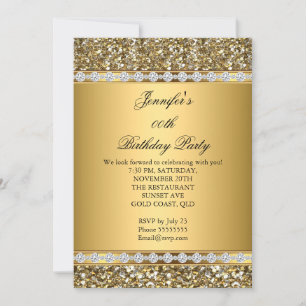 Invitation Gold Parties scintillant Diamond Anniversaire Part