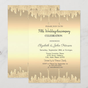 Invitation Gold Parties scintillant Drives Gold Mariage Anniv