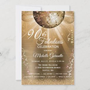 Invitation Gold Parties scintillant Glam 90 et Fabulous Disco