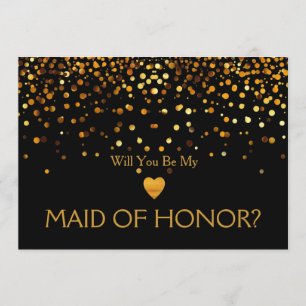 Invitation Gold Parties scintillant Heart Tu seras ma MAID OF
