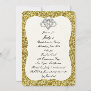 Invitation Gold Parties scintillant Infinity Heart Bacheloret