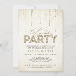 Invitation Gold Parties scintillant Look Anniversaire