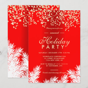 Invitation Gold parties scintillant pins rouges vacances d'hi
