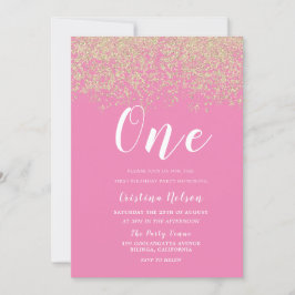 Invitation Gold Parties scintillant Rose Girls 1er anniversai