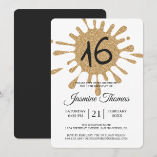 Invitation Gold Parties scintillant Splash Sweet 16 16e fête 