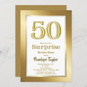 Invitation Gold Parties scintillant Surprise 50e anniversaire