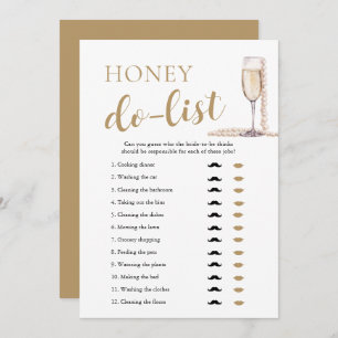 Invitation Gold Pearl et Prosecco Honey Do Liste jeu nuptiale
