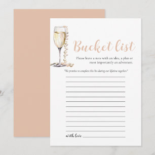 Invitation Gold Pearl et Prosecco Mariage Bucket List jeu