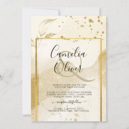 Invitation Gold Pearl MARIAGE alcool ENK Abstrait LeahG