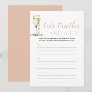 Invitation Gold Pearls et Prosecco Deux vérités et un jeu de 