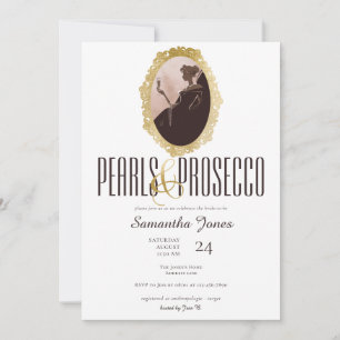 Invitation Gold Pearls & Prosecco Brunch Fête des mariées Bub