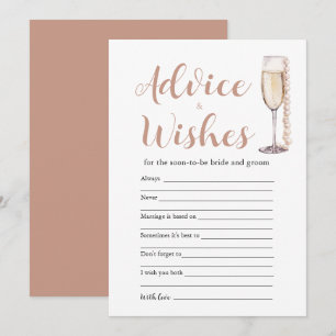Invitation Gold Pearls & Prosecco Conseils et Wish Game Card