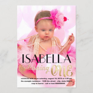 Invitation Gold Photo First Birthday