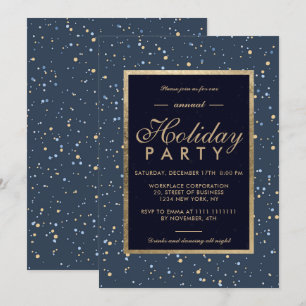 Invitation Gold pois marine bleu hiver vacances d'entreprise