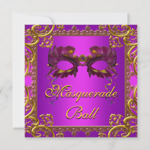 Invitation Gold Purple Masquerade Masque