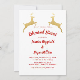 Invitation Gold Reindeer | Dîner de répétition Mariage de Noë