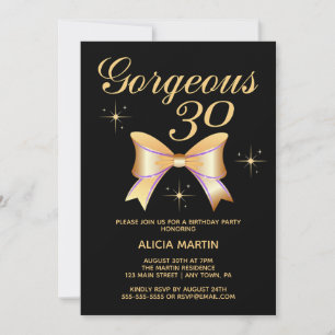 Invitation Gold Ribbon Girl Gorgeous 30 Black 30e anniversair