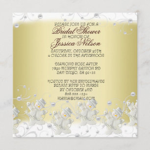 Invitation Gold Romantic Snowman Fête des mariées
