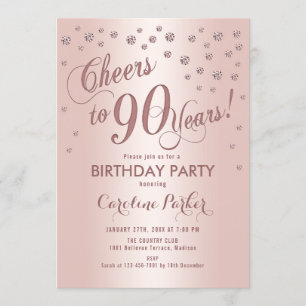 Invitation Gold rose 90e fête d'anniversaire