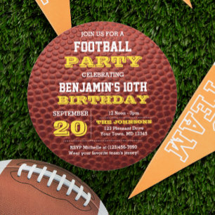 Invitation Gold Round Football