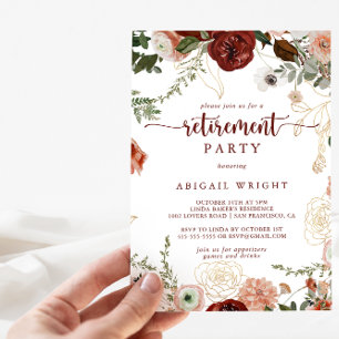 Invitation Gold Rustic Colorful Floral Retraite Party