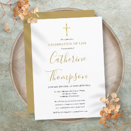 Invitation Gold Script Célébration de la vie funéraire