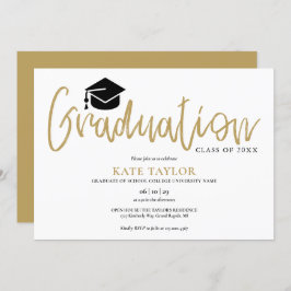 Invitation Gold Script Modern Simple Graduation Party