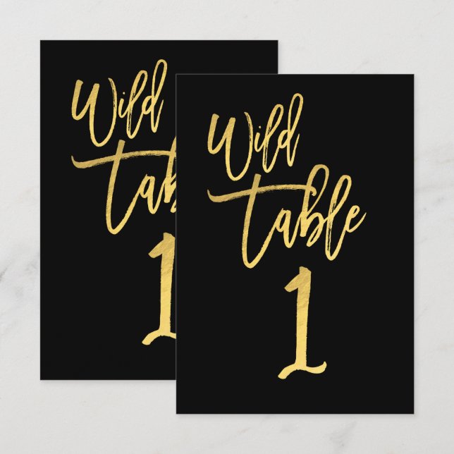 Invitation Gold Script Wild Birthday Party Table Numéro 1 (Devant / Derrière)