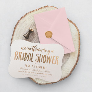 Invitation Gold Shimmer Papier moderne douche nuptiale Invita