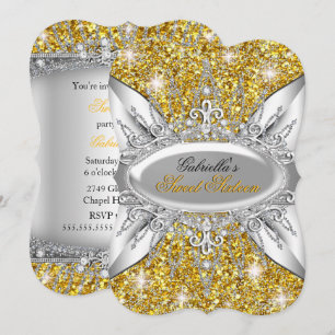 Invitation Gold Silver Sparkle Diamond Sweet 16