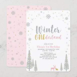 Invitation Gold & Silver Winter onederland 1ère fête d'annive