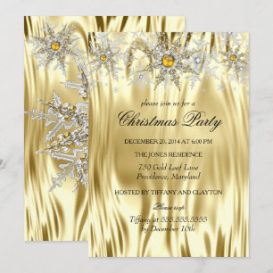 Invitation Gold Silver Winter Wonderland Christmas Party