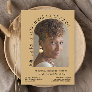 Invitation Gold Simple Photo Arch Retraite Party