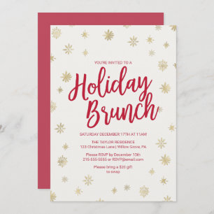 Invitation Gold Snowflake Holiday Brunch