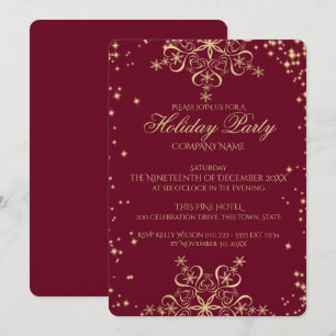 Invitation Gold Snowflake Sparkle Corporate Holiday Party