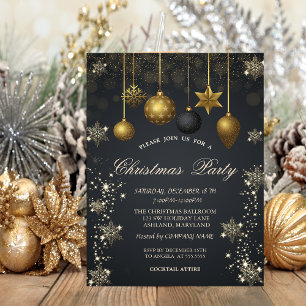 Invitation Gold Snowflakes, Christmas Balls Dark Company Part
