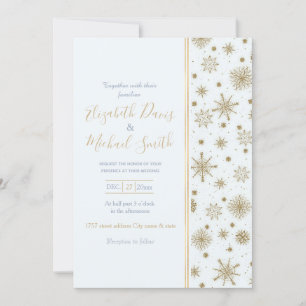 Invitation Gold Snowflakes Design blanc
