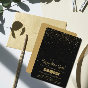 Invitation Gold Sparkings New Years Eve Party