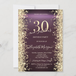 Invitation Gold Sparkle Diamonds Bourgogne 30e anniversaire